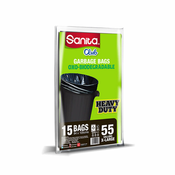 Sanita Club Oxo-Biodegradable Heavy-Duty Garbage Bags 15 Pack