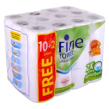 Fine More Absorbent Towel Tissue Roll 12 Pieces