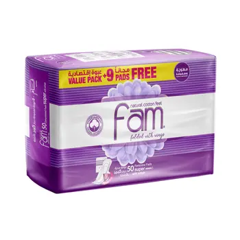 Fam Sanitary Pads with Wings 50 Pieces