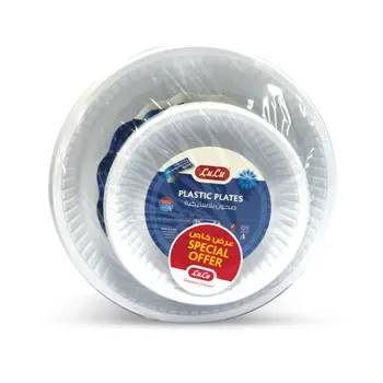 LuLu White Plastic Plates 50 Pieces