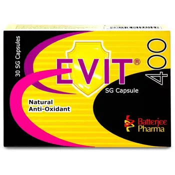 Batterjee Pharma Evit 400 Natural Anti-Oxidant Caps 30 Count