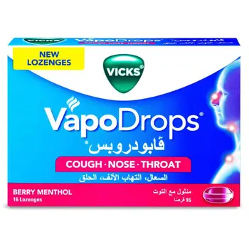 Vicks Berry Menthol VapoDrops Lozenges 16 Pack