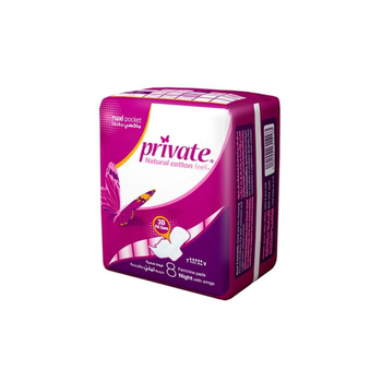 Private Maxi Night Pads with Wings 8Pieces