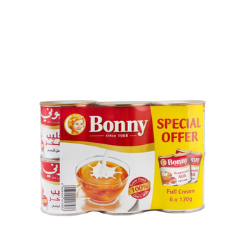بوني حليب مبخر كامل الدسم 6 × 170جرام