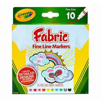 Crayola Fine Line Fabric Markers 10-Pack