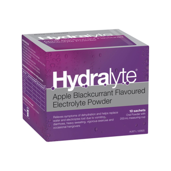 Hydralyte Apple Blackcurrant Electrolyte Powder 10Sachets