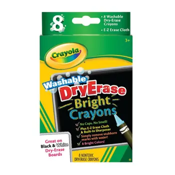 Crayola Bright Washable Dry-Erase Crayons 8 Pieces