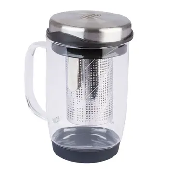 الرماية كأس زجاجي مع شخال غطاء فضي + قاعدة سوداء 560مل