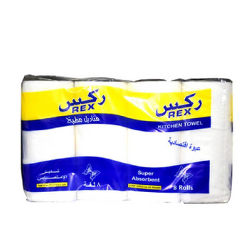 Rex Super Absorbent White Kitchen Towel 8 Rolls
