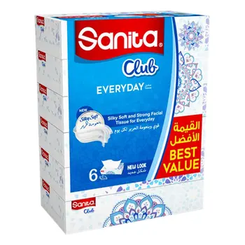 Sanita Club 2-Ply Silky Soft Facial Tissue 6x76 Sheets
