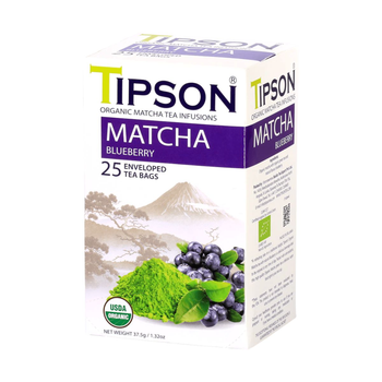 Tipson Organic Blueberry Matcha Tea 25 Sachets