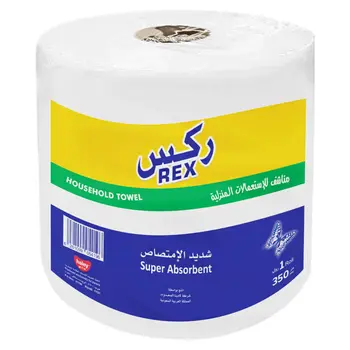 Rex Super Absorbent Paper Towel Roll 350 Sheets