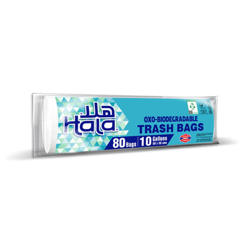 Hala Oxo-Biodegradable 10 Gallon Trash Bags 80 Count