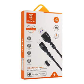 Spon USB-A to Type-C Cable 1.2m Black