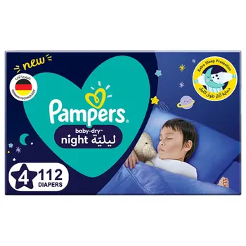 بامبرز حفاظات ليلية مقاس 4 112 حبة عبوة ميغا