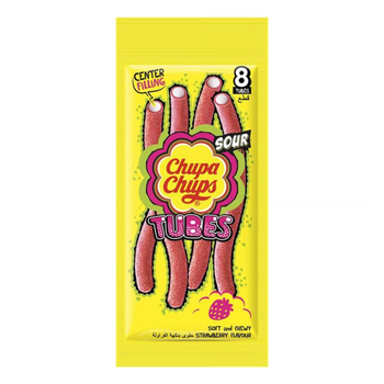 Chupa Chups Strawberry Sour Tube Jellies 8x80g