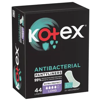 Kotex Antibacterial Long Panty Liners 44 Pieces