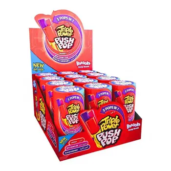 Bazooka Triple Power Push Pop Candy 12x34g