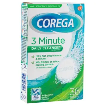 Corega 3-Minute Denture Cleanser Tablets 36 Count