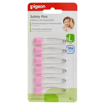 Pigeon Pink Safety Pins Large 6 Pieces