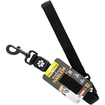 GimDog HARLEM Bungee Handle Leash Black 2.5×55cm