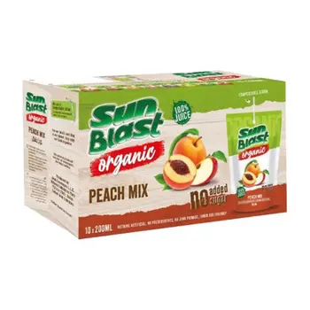 Sun Blast Organic Peach Mix Juice 10x200ml