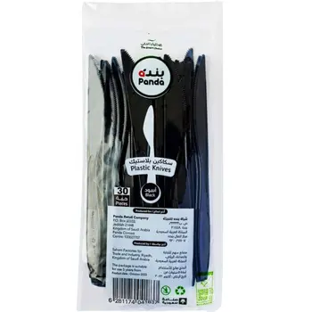 Panda Black Plastic Knives 30 Pieces