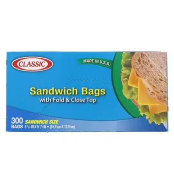 Classic Sandwich Bags Fold & Close 300 Pieces