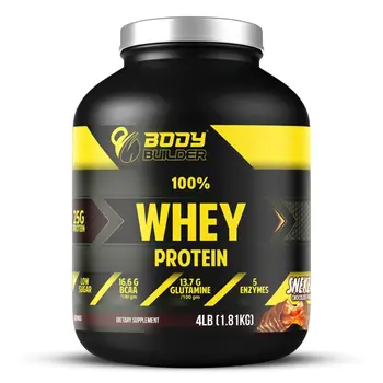 بودي بيلدر 100٪ بروتين مصل الحليب شوكولاتة سنيكرز بالفول السوداني 4 باوند 1.81كيلو