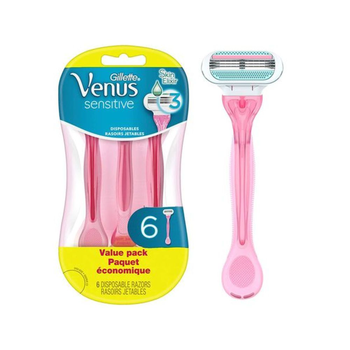 جيليت فينوس 3 ماكينة للبشرة الحساسة استعمال مرة واحدة 6قطع