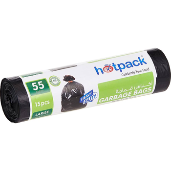 Hotpack Heavy-Duty Black Garbage Bags 15 Large Bags