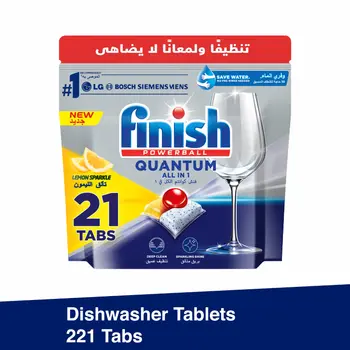 Finish Powerball Quantum Lemon Sparkle Dishwashing Tabs 21Piece