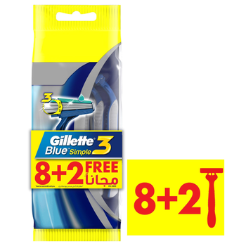 Gillette Blue Simple Men's Disposable Razors 10 Pieces