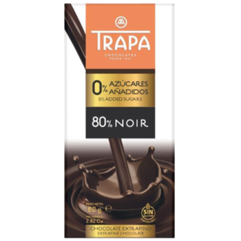 Trapa 0% Added Sugars 80% Dark Chocolate 80g