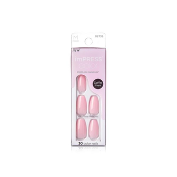 Kiss imPRESS Color Pink Coffin Nails 30 Pieces