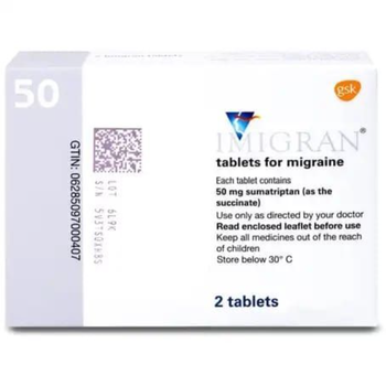 GSK Imigran Sumatriptan Migraine Tablets 2x50mg