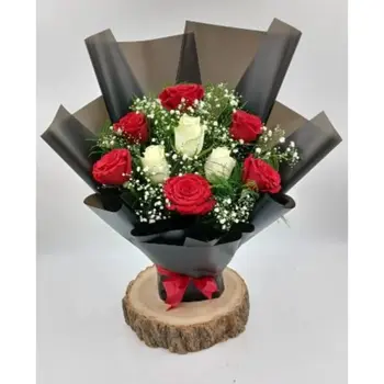 Red and White Roses Bouquet Gift