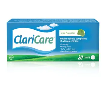 Claricare tablets help relieve various seasonal allergy symptoms. Effective, fast, and natural. 20 tablets