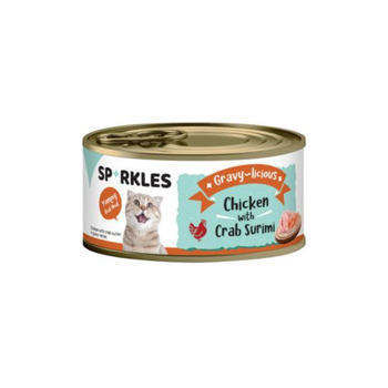 سباركليز طعام رطب للقطط بالدجاج والسلطعون بالمرق 80جرام