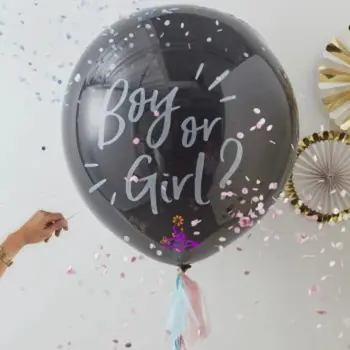 Black Confetti Gender Reveal Balloon