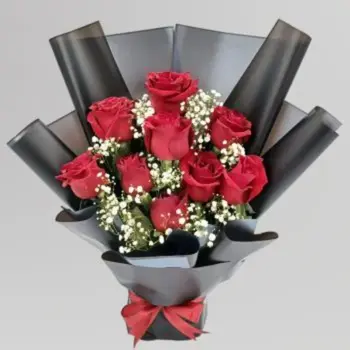 Red Roses Bouquet with Baby Breath