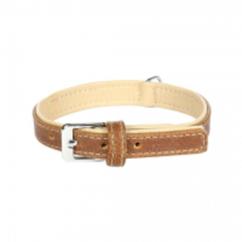 Flamingo Brown Leather Dog Collar