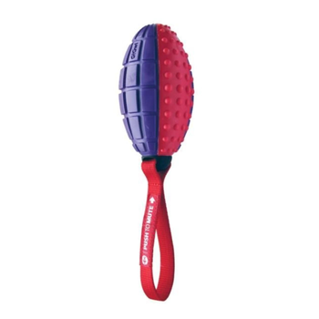 جيم دوج لعبة كلاب مسلية شكل كرة الركبي لون أزرق و أحمر مطاطية 1قطعة