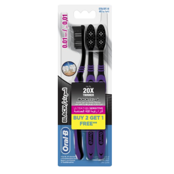 Oral-B Ultrathin Sensitive Manual Toothbrush Black 3Pieces