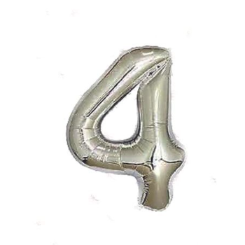 Silver Number Balloon 4 40-Inch