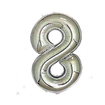 Silver Number Balloon 8 40-Inch