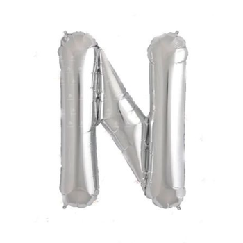 Silver Letter N Balloon 16-Inch