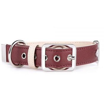 Burgundy Leather Dog Collar Medium