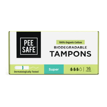 PeeSafe Organic Cotton Super Size Tampons 16 Pieces