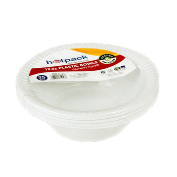 Hotpack White Disposable Plastic Bowls 25x12oz